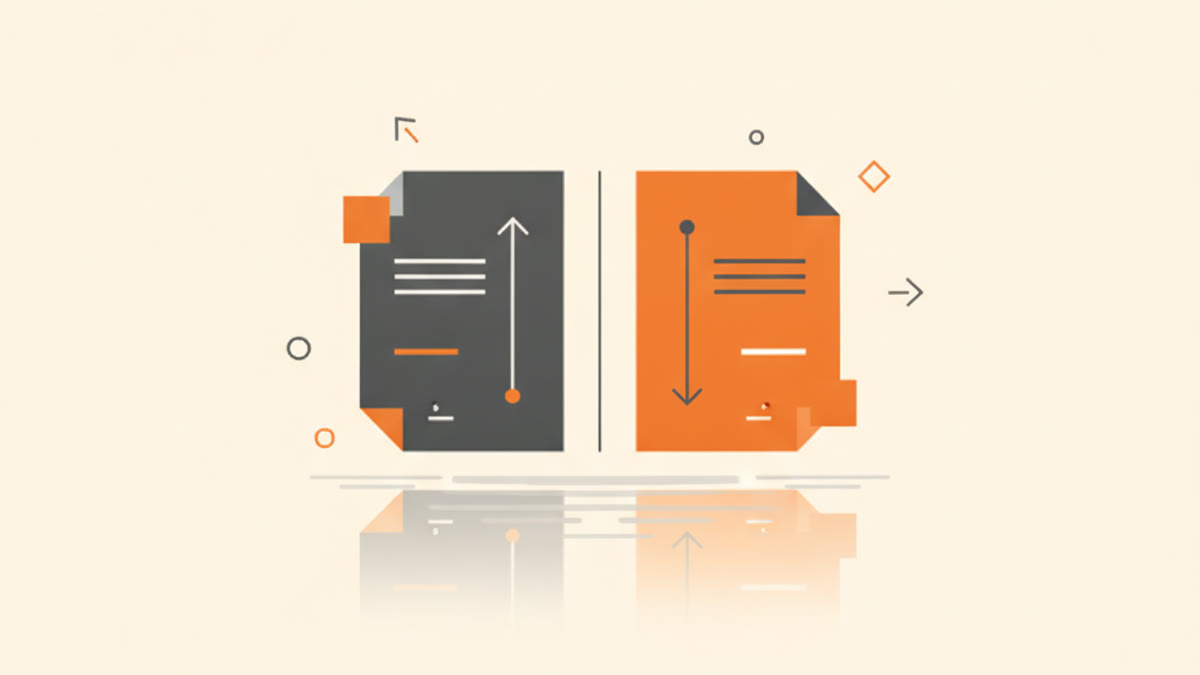 Illustration of one document mirrored into two color-toned halves, representing two points of view